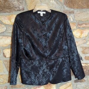 Josephine Chaus Black Jacquard Button-up Blazer